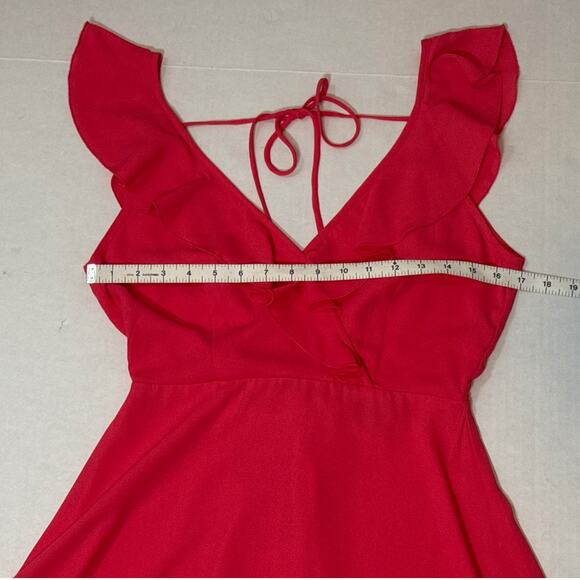 Lulus Triana Coral Pink Ruffled Backless Open Going Out Dress Womens Small Pink - Picture 11 of 12